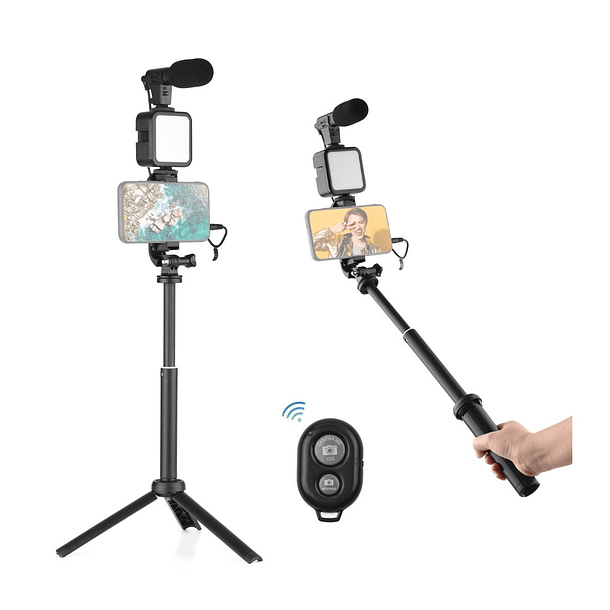 Kit Vlogging Palo Selfie Luz Control Bluetooth Microfono 1