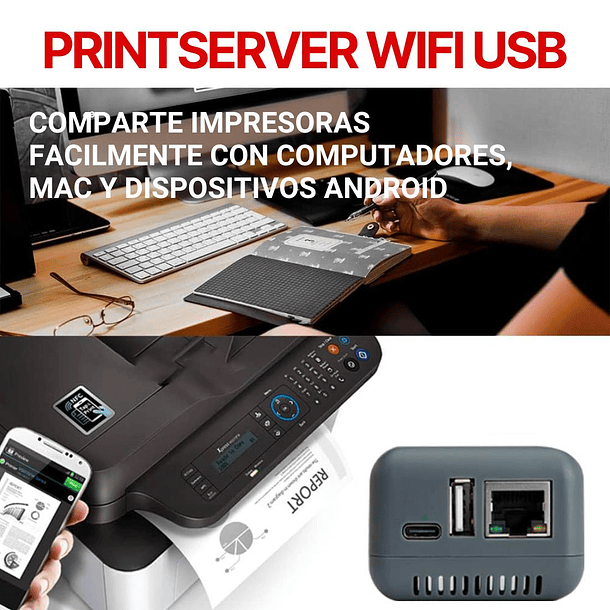 Print Server USB Wifi universal para impresoras USB 3