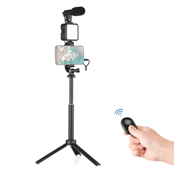 Kit Vlogging Palo Selfie Luz Control Bluetooth Microfono 4