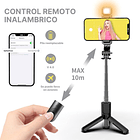 Palo Selfie Con Luz Control remoto Bluetooth y Tripode Negro 7