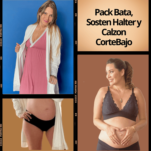 Pack Bata, Sostén Maternal Halter y Calzón CorteBajo 10