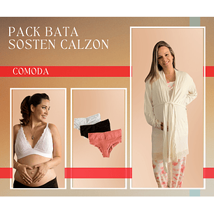 Pack Bata, Sostén Maternal Halter y Calzón CorteBajo