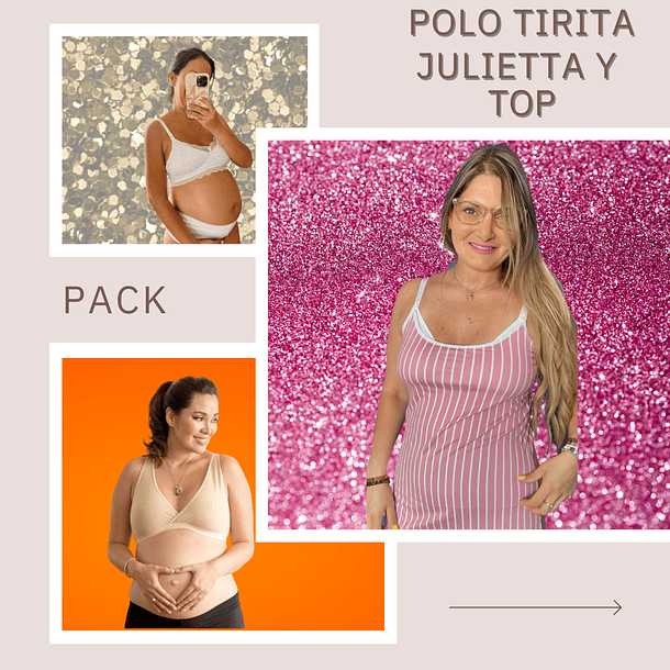 Pack Polo Lactancia Tirita, Sostenes Maternal Julietta y Sostén Top 3