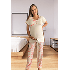 Pijama Maternal Pantalon Polo Cruzado, Manga Corta, Lactancia 2