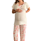 Pijama Maternal Pantalon Polo Cruzado Manga Corta Lactancia, Rosado - Miniatura 10