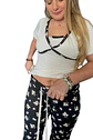 Pijama Maternal Cruzada Manga Corta: Dual-Skin - Negro Floreado - Miniatura 5