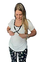 Pijama Maternal Cruzada Manga Corta: Dual-Skin - Negro Floreado - Miniatura 9
