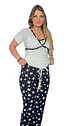Pijama Maternal Cruzada Manga Corta: Dual-Skin - Negro Floreado - Miniatura 11