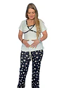 Pijama Maternal Cruzada Manga Corta: Dual-Skin - Negro Floreado - Miniatura 12