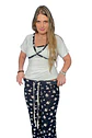 Pijama Maternal Cruzada Manga Corta: Dual-Skin - Negro Floreado - Miniatura 15