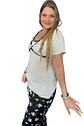 Pijama Maternal Cruzada Manga Corta: Dual-Skin - Negro Floreado - Miniatura 21