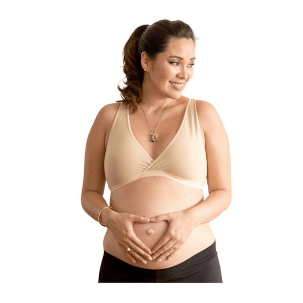 Sostén Maternal Top De Lactancia Uso Nocturno Algodon, Beige