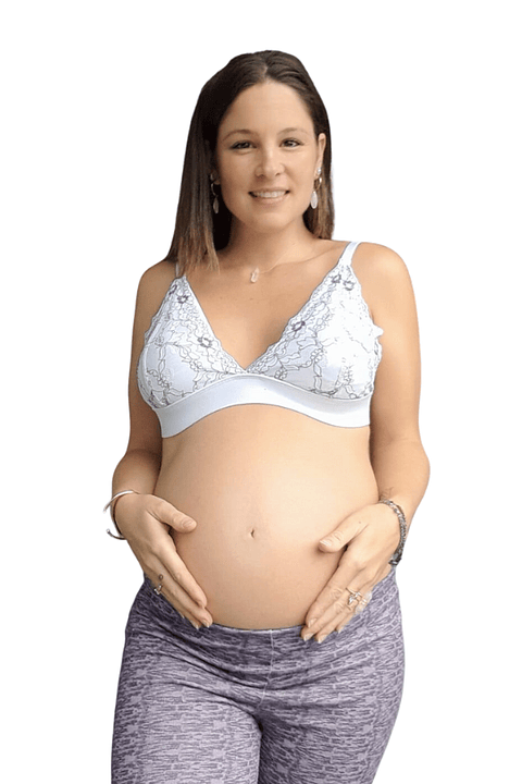 Sostén Halter: Soporte & Elegancia & Lactancia - (Coleccion / Blanco  Floreado)