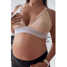 Sostén Maternal Halter Broche Lactancia Pretina Ancha, Beige 7