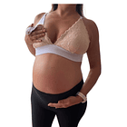 Sostén Maternal Halter Broche Lactancia Pretina Ancha, Beige 1