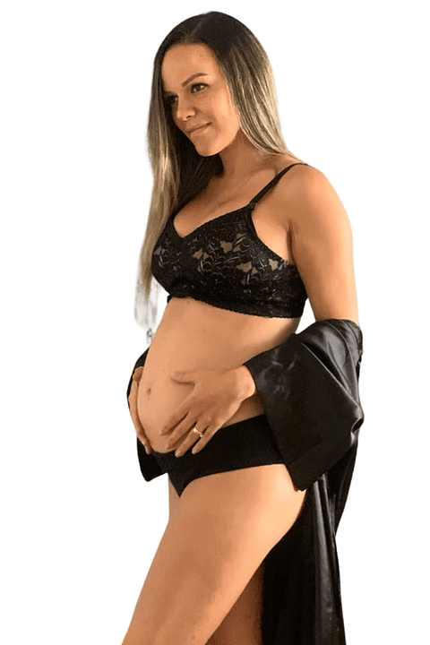 Sostén Maternal Julietta, Broche Lactancia, Encaje, NegroBeige