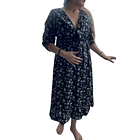 Vestido Maternal Lazo, Sistema Lactancia, FloreadoNegro 5