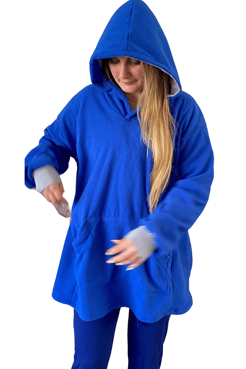 Poncho Maternal  Algodon Lactancia Aperturas Laterales, Azul