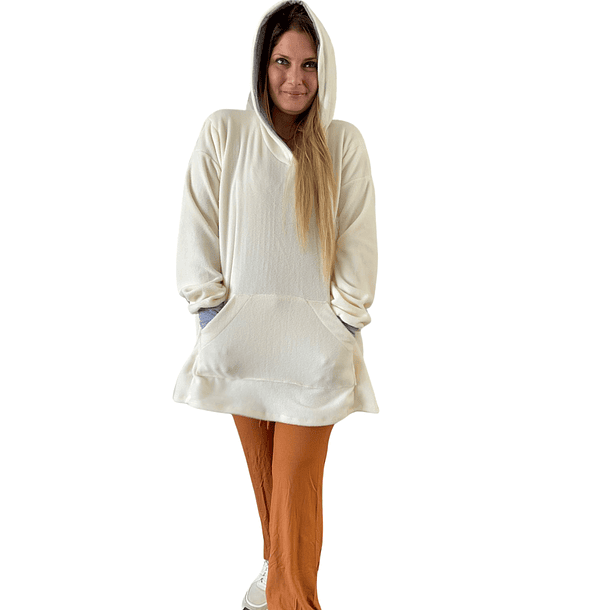 Poncho Maternal  Algodon Lactancia Aperturas Laterales, Crema 4