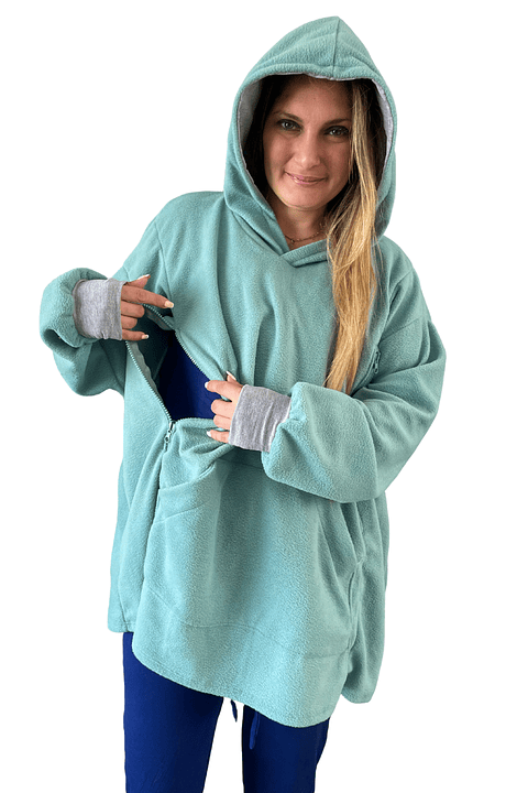 Poncho Maternal  Algodon Lactancia Aperturas Laterales, Turquesa