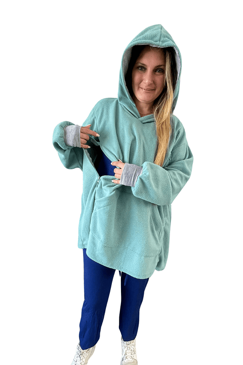 Poncho Maternal  Algodon Lactancia Aperturas Laterales, Turquesa