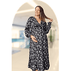 Vestido Maternal Lazo, Sistema Lactancia, FloreadoNegro 13