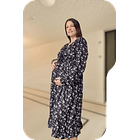 Vestido Maternal Lazo, Sistema Lactancia, FloreadoNegro 15