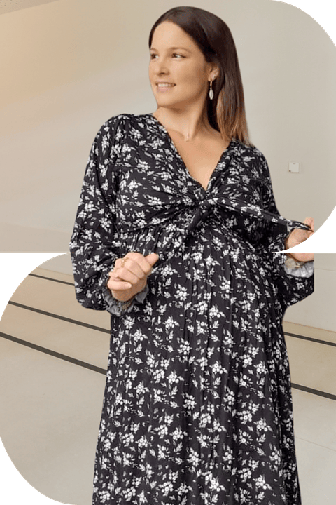 Vestido Maternal Lazo Estructural - Azul Floreado