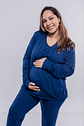 Buzo Maternal Algodon Aperturas Laterales Lactancia, Azul - Miniatura 13