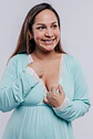 Camisón Maternal Victoria: Manga Larga & Sistema de Lactancia (Verde Agua) - Miniatura 2