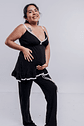 Pijama Maternal Pantalon Polo Tiritas, Broche Lactancia, Top Incorporado, Negro - Miniatura 17