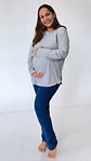Polo Maternal Aura Manga Larga: Suavidad & Estilo Diario (Gris) - Miniatura 7