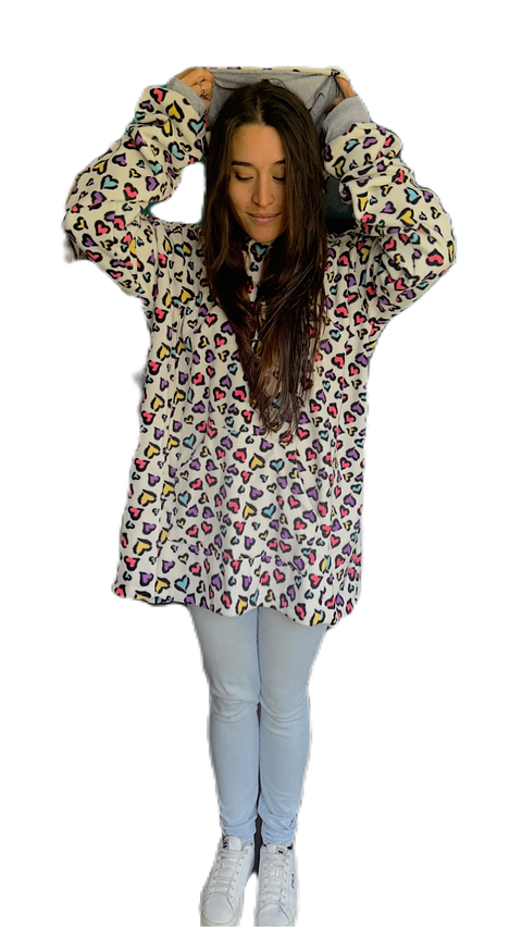 Poncho Maternal  Algodon Lactancia Aperturas Laterales, CremaCorazones