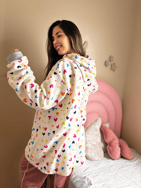 Poncho Maternal  Algodon Lactancia Aperturas Laterales, CremaCorazonesColores