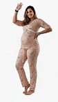 Pijama Maternal Cruzada Manga Larga: Dual-Skin (100% Piel de Durazno) - Naranja Floreado - Miniatura 9