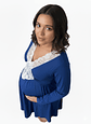 Camisón Maternal Encaje, MangaLarga, Sistema Lactancia, Azul - Miniatura 3