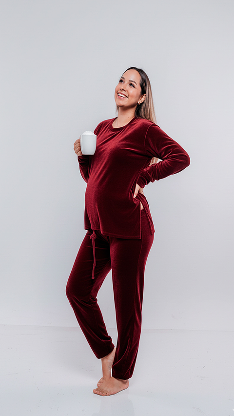 Buzo Maternal Plush Serie Aura (Guinda)