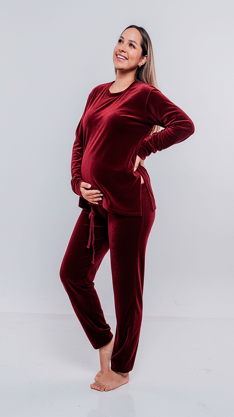 Buzo Maternal Plush Serie Aura (Guinda)