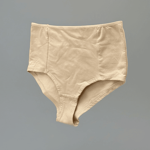 Calzón Maternal CorteAlto, Algodon Postparto Sin Elasticos, Beige
