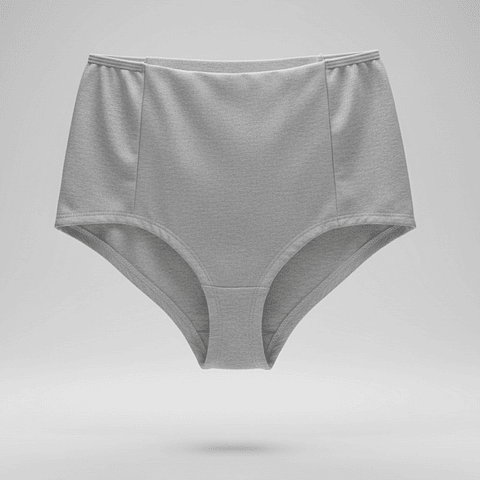 Calzón Maternal CorteAlto, Algodon Postparto Sin Elasticos, Gris