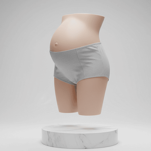 Calzón Maternal CorteAlto, Algodon Postparto Sin Elasticos, Gris