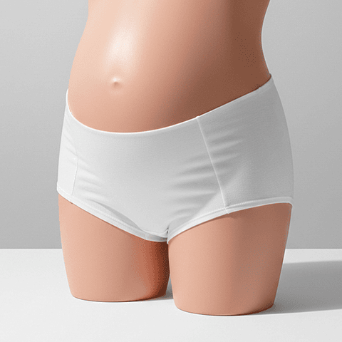 Calzón Maternal CorteAlto, Algodon Postparto Sin Elasticos, Blanco