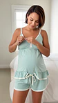 Pijama Maternal Brisa 2 en 1 (Short y Tiritas) Verde Agua - Miniatura 11