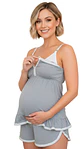 Pijama Maternal Brisa 2 en 1 (Short y Tiritas) Gris - Miniatura 1