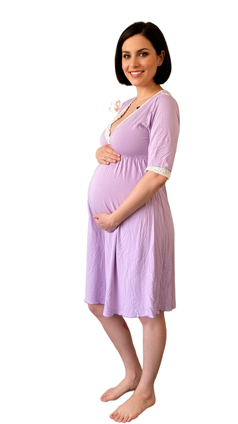 Camisón Maternal Serie Balance 3/4 (Violeta)