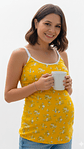 Polo Tiritas: Soporte & Lactancia & Casual - (Amarillo / Flores Blanca) - Miniatura 1