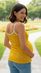 Polo Tiritas: Soporte & Lactancia & Casual - (Amarillo / Flores Blanca) - Miniatura 12