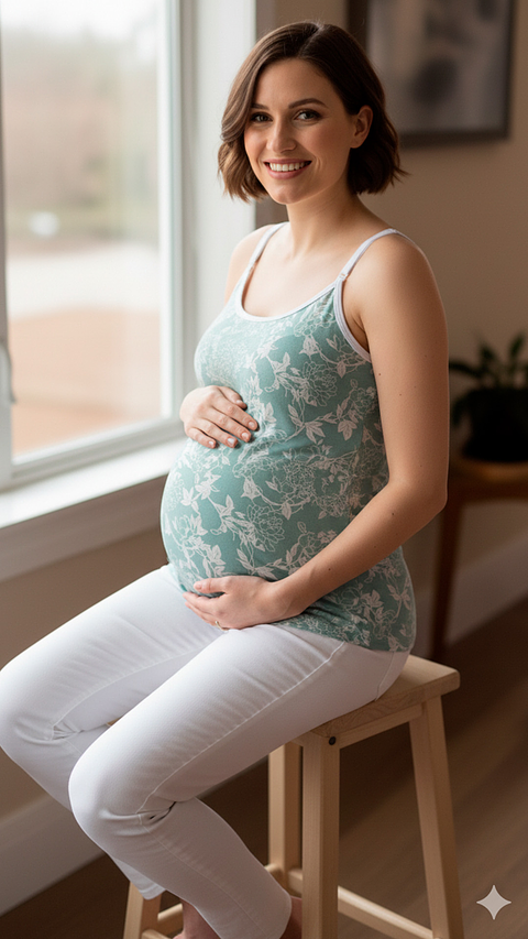 Polo Tiritas: Soporte & Lactancia & Casual - (Celeste / Flores Blancas)