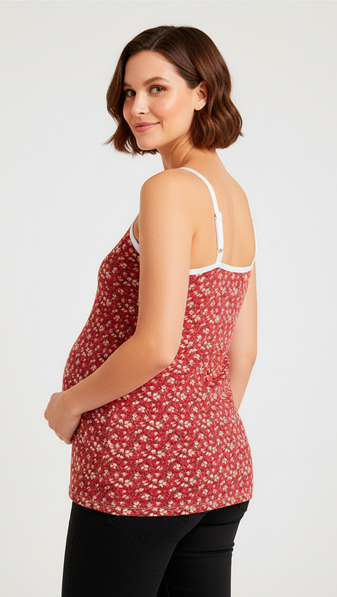 Polo Tiritas: Soporte & Lactancia & Casual - (Guinda / Flores Blanca)