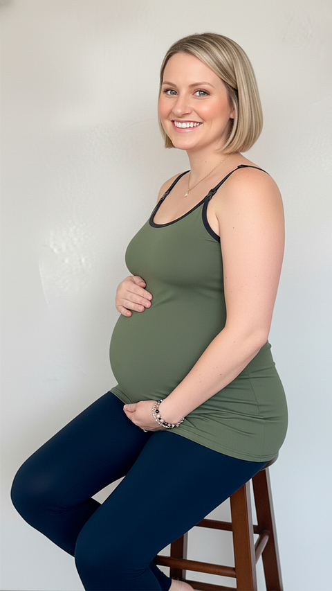 Polo Tiritas: Soporte & Lactancia & Casual - (Verde / Militar) 